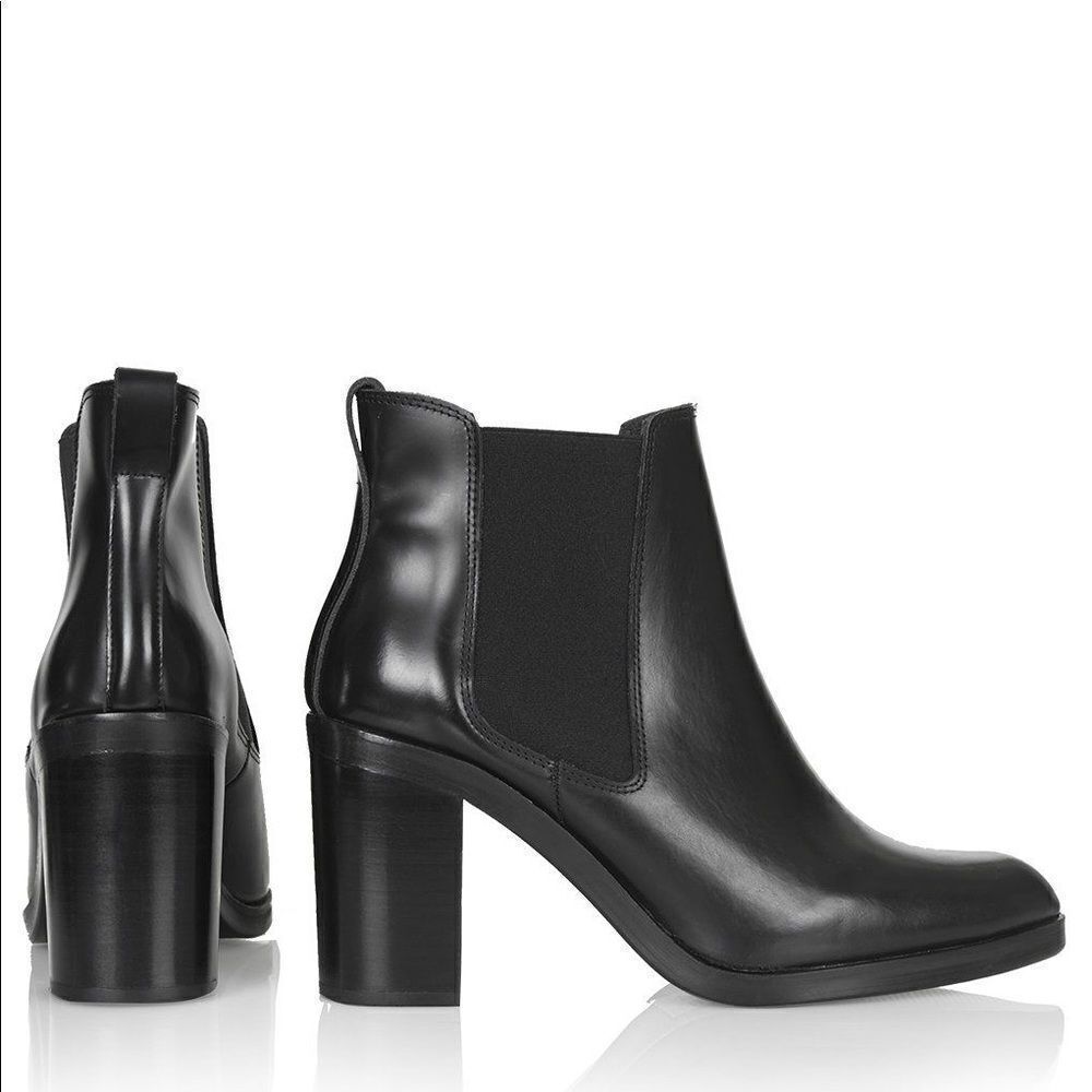 Top Shop Missile Black Leather Ankle Boots 9.5